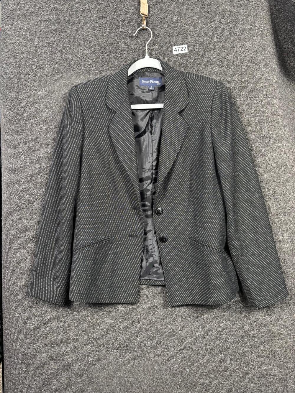Evan-Picone Blazer Womens 8 Gray Microstripe Two Button Lined Career Office